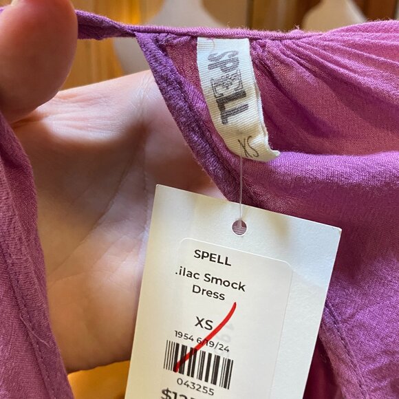 Spell and the Gypsy Lilac Mini Smock Long Sleeve Dress Size XS - Picture 3 of 3